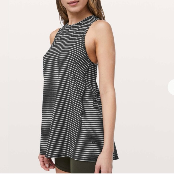 Lululemon All Tied Up Tank Modern Stripe Heathered Black White Size 6 - Picture 4 of 12